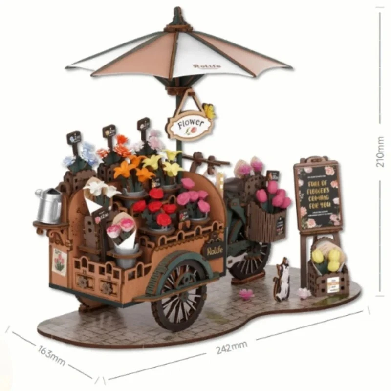 ROKR Blossom Cart Assemble Model 3D wooden Puzzle GiftsToys Teens Adult - Image 2 of 4