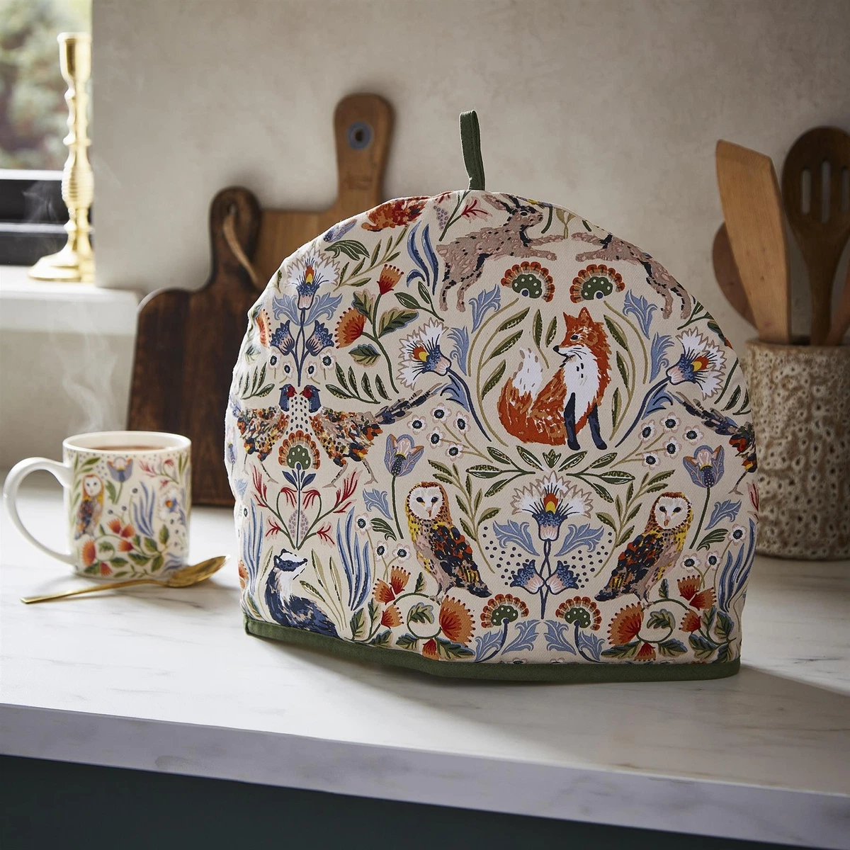 Green Toile De Jouy Tea Cosy, French Style Tea Cozy, Couvre-théière Green Toile De Jouy Tea Cosy, French Style Tea Cozy, Couvre-théière