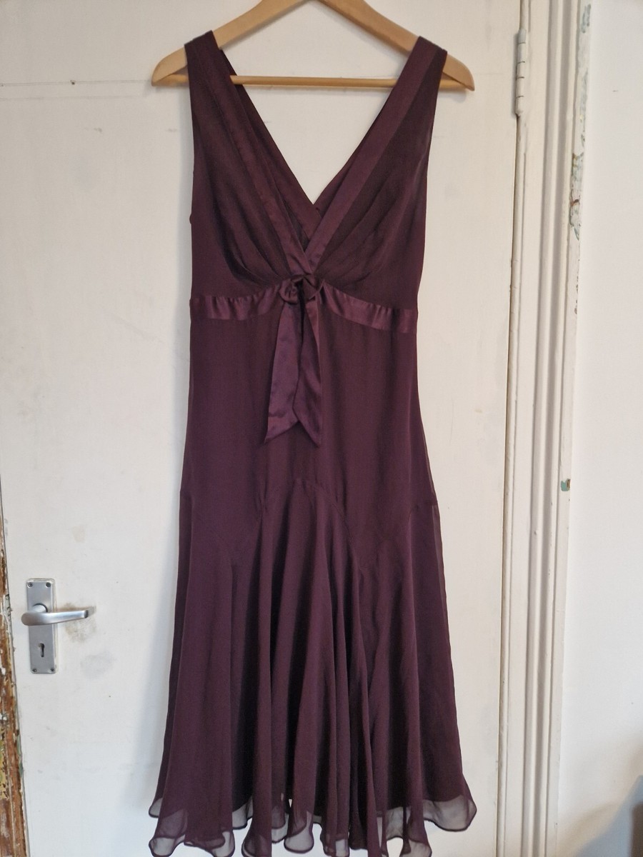 Ted Baker drop waist dress Size 3. 100% silk. Purple Burgundy Wine Plum |  eBay UK