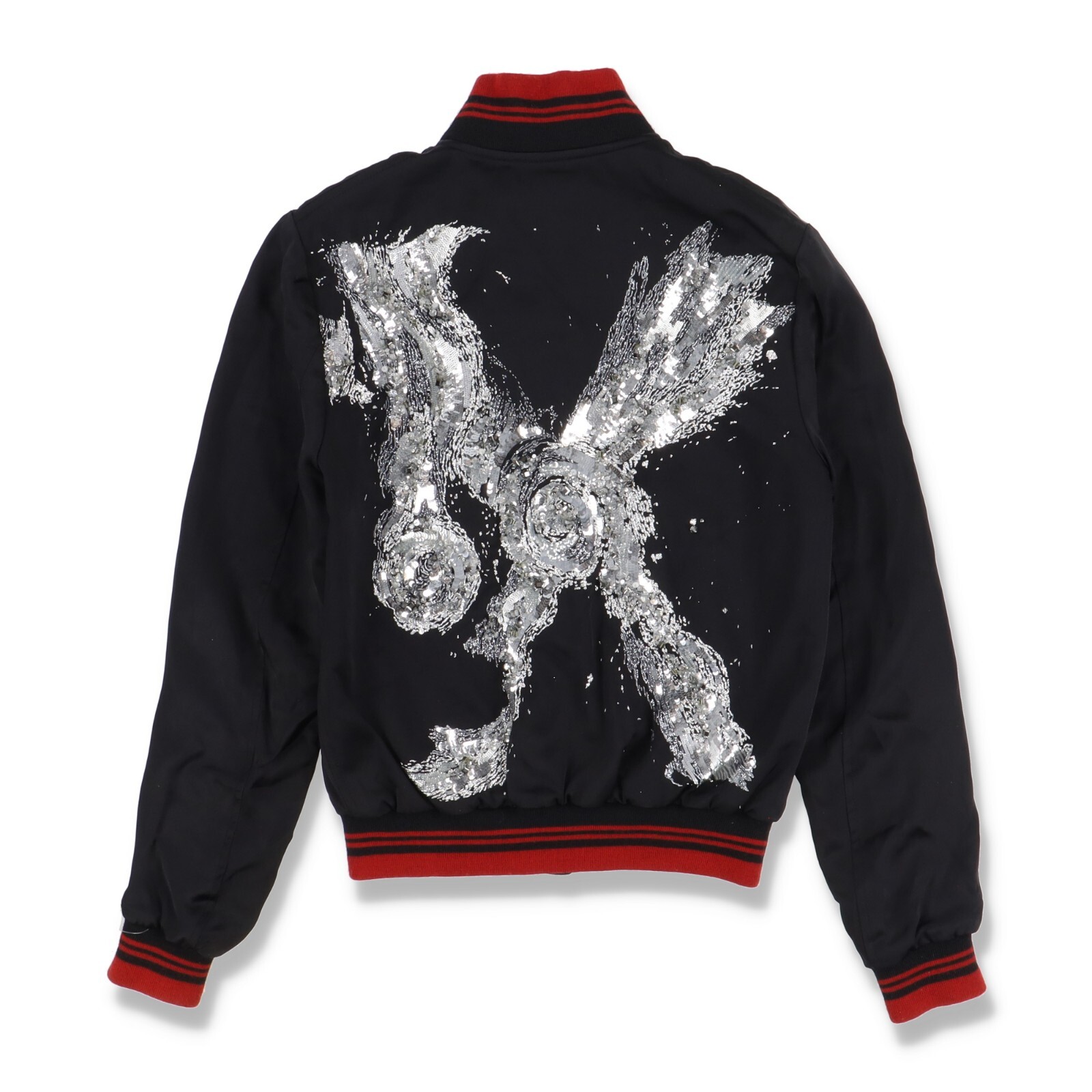 Giacca Bomber Saint Laurent Paris Nero Mr X Paillettes Impreziosita Taglia 46 $6990