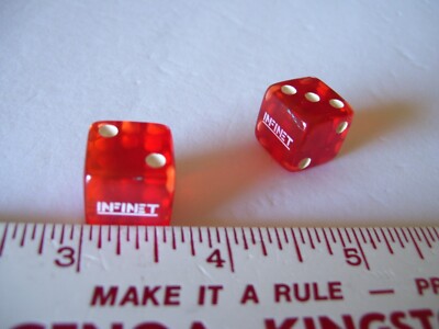 Infinet Wireless Cherry Red Translucent Promo/Logo Spot Dice Set Give Away