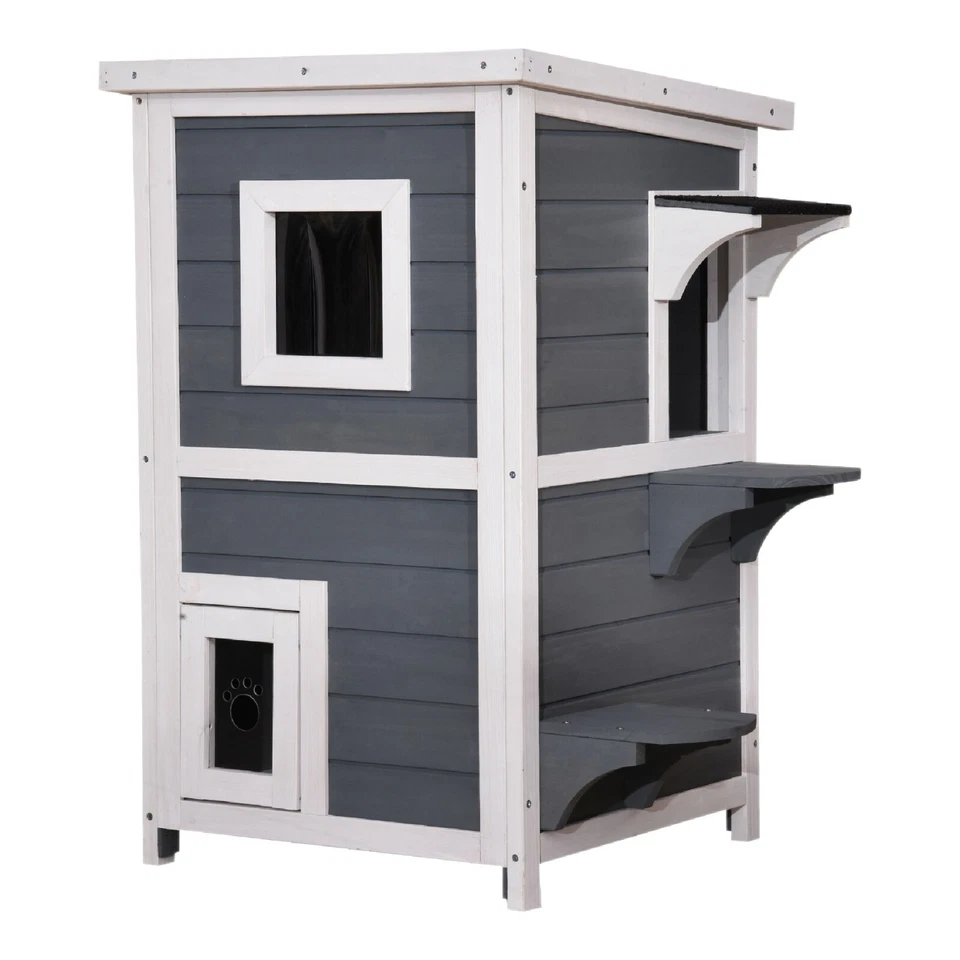 Lovupet Katzenhaus Katzenvilla Katzenhütte 2 Etagen Wetterfest 0508EY
