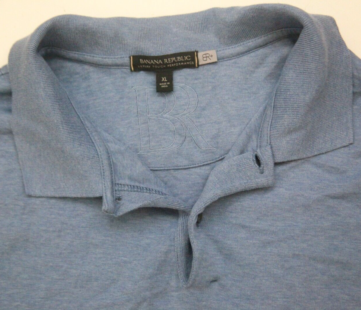 XL Banana Republic Blue Man's 2-Button Polo Shirt Short Sleeve