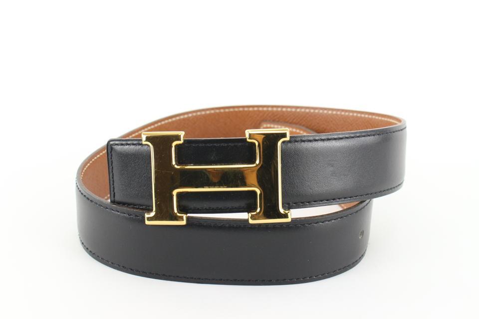 o*i様 HERMES レザーベルト ブラック/ゴールド Hermès 32mm Black x Brown Reversible H Logo Belt Kit 97he719s | eBay