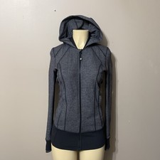 Lululemon Daily Practice Jacket Size 6 Heathered Herringbone Heathered Black