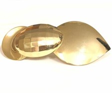 Vintage Gold Tone Barrette Shiny Metal Hair Clip Tear Drop Shape Made in France