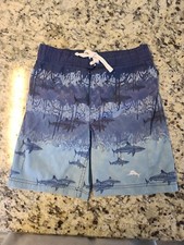 Tommy Bahama Blue Shark Swim Trunks Surf Board Shorts Boys Size 6 Inner liner