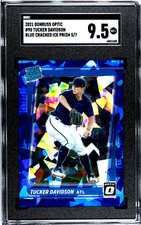 2021 Donruss Optic Tucker Davidson BLUE CRACKED ICE PRIZM /7 SGC 9.5 MINT+ /7