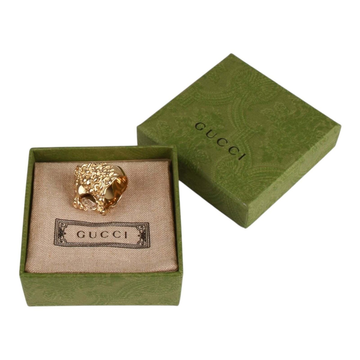 Authentic Gucci Lion Head Motif Crystal Ring In Gold | eBay