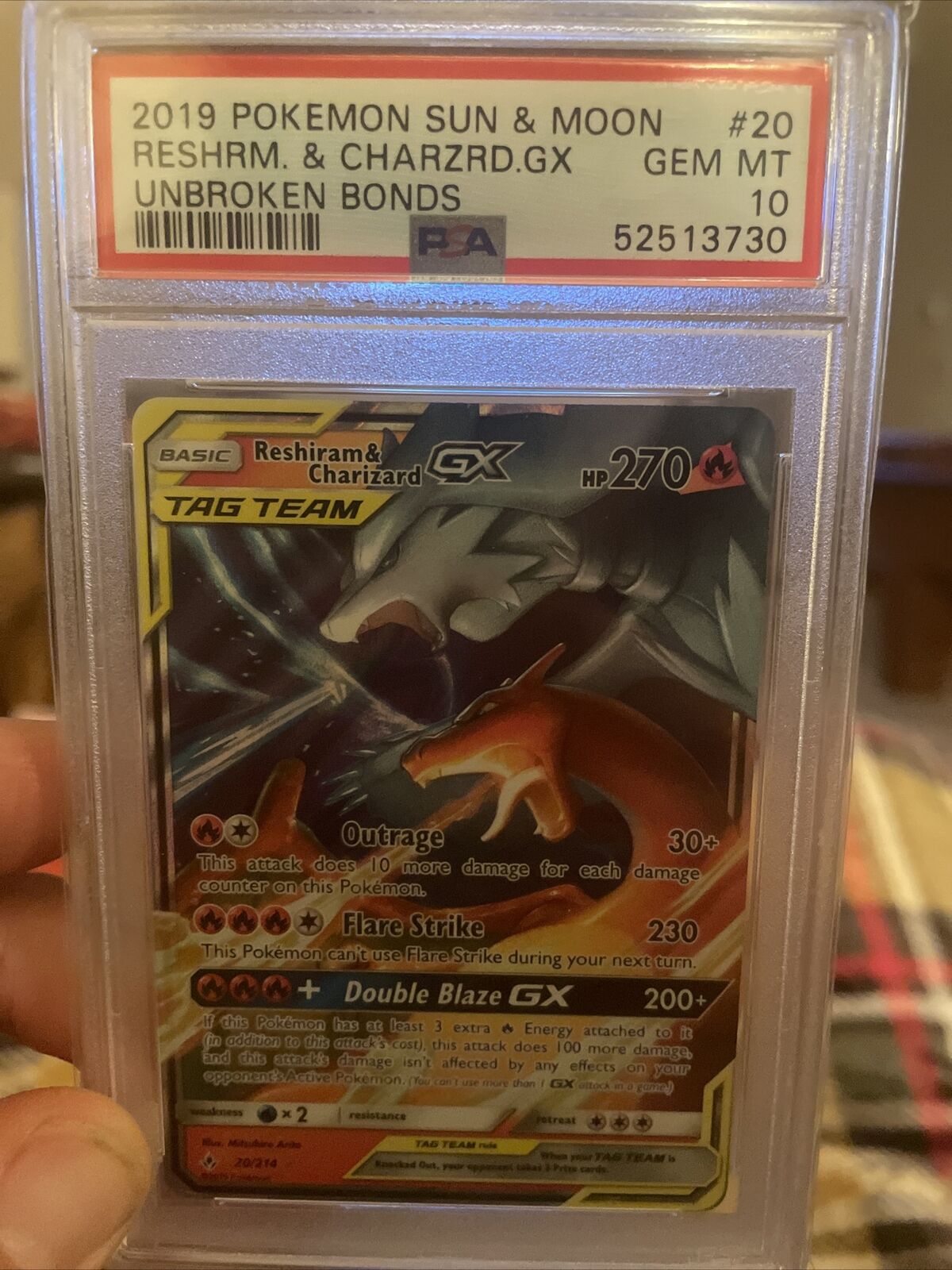 Reshiram & Charizard GX 20/214 Tag Team Pokemon Team Up Holo Foil