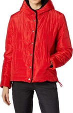 Sanctuary Womens Reversible Hooded Puffer Jacket Size:small:color:red/black