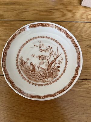 Vintage FURNIVALS 1913 Wachtel - braune Teetasse Suppe Untertasse Reg No 84771