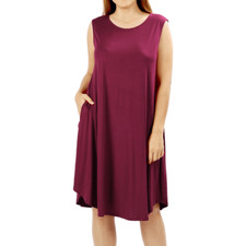 Women's Burgundy Rayon Blend Sleeveless Shift Flowy Dress Size 2XL NWT