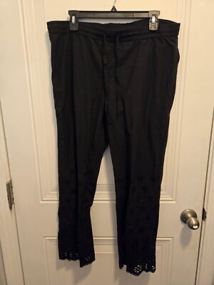 Women's Venus Pull On Slacks with Eyelet Pattern Down the Legs - Size M