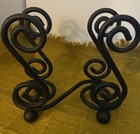 Black Wrought Iron Napkin Holder Ball Footed Beautiful Scroll Design. Excellent — photo 3