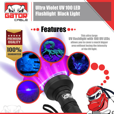 100 LED UV Blacklight Flashlight - 395nm Ultraviolet Inspection Lamp, Waterproof & Handheld 8 thumbnail image