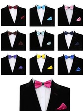 Boys Bow Tie Adjustable Pre-tied Neck Strap Kids Bowtie with Hanky