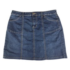 Christopher Banks Denim Skirt 12 Womens Blue Stretch Jean Pockets 34-36 Waist
