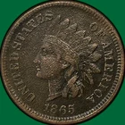 1865 Indian Head Cent Very Fine VF Coin, Corrosion #39493