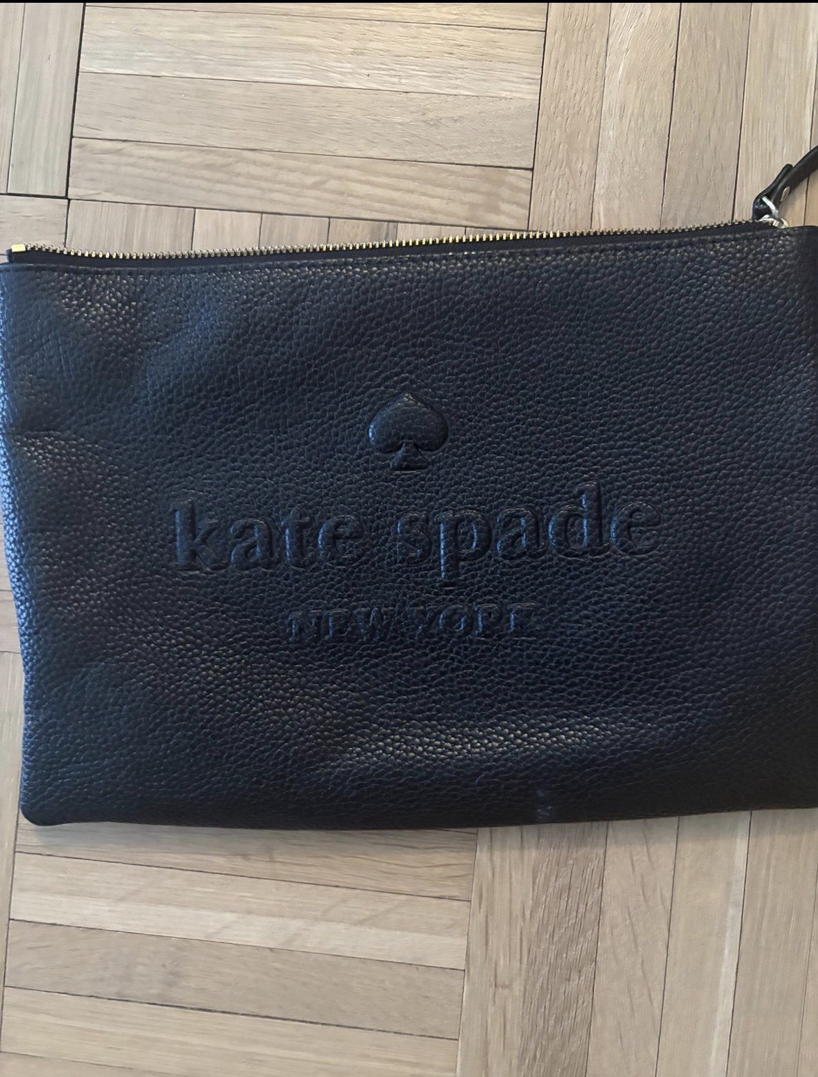 Kate Spade New York Black Pebbled Women's pouch with  Embossed Logo thumbnail 3