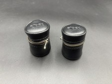Pair of VINTAGE Alpex 35mm Film Roll Black Faux Leather Holder Canister Zip Case