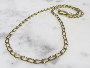 Authentic Gold Plated Sterling Silver Flat Cable Link Necklace ~ 29-1/2" ~ 37.8g ~ 4-F391