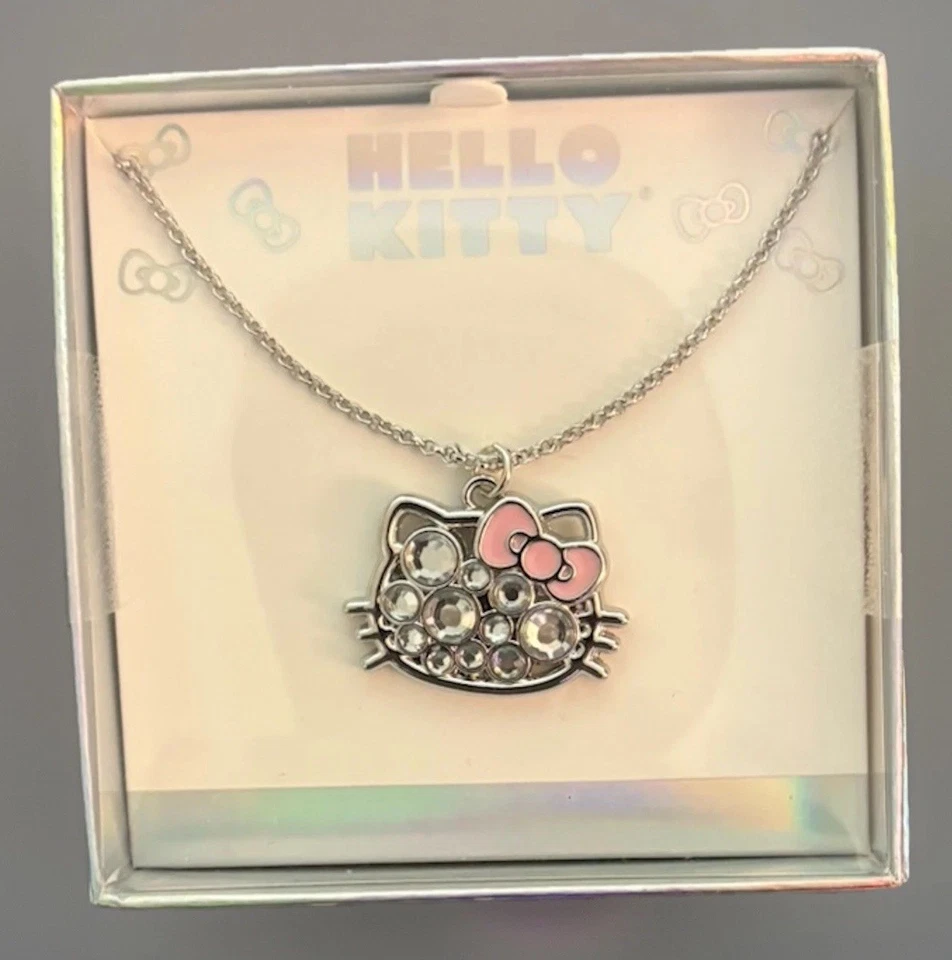 Collar y colgante Hello Kitty pedrería lazo rosa, belleza absoluta Foto 3 de 4