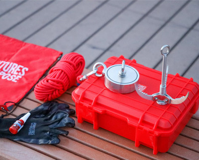 AWP 2,600 LBS 2-In-1 Pull Fishing Magnet Bundle Kit With Folding Grappling Hook