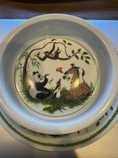 Vintage 1988 Lynn Chase Designs Japan Jungle Party Porcelain 3 Piece Child's Set