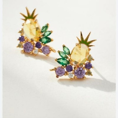 Anthropologie Crystal Pineapple cluster post earrings New Dainty Great Gift