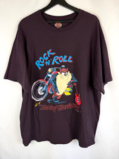 Harley Davidson Vintage Black Striped Looney Tunes Taz 1993 Fun Wear Shirt XL