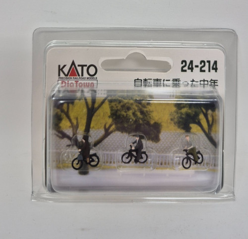 KATO 241214 Middle Aged Cyclists 3 Figures N Scale 1/150 Dio Town | Condition: New