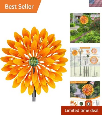 Sunflower Wind Spinner with 6 Blades, Metal Kinetic Wind Spinners Outdoor for...