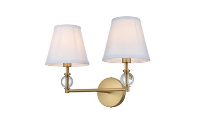 Elegant Lighting Bethany 2 Light 17''W Vanity Light Satin Gold  LD7022W15SG