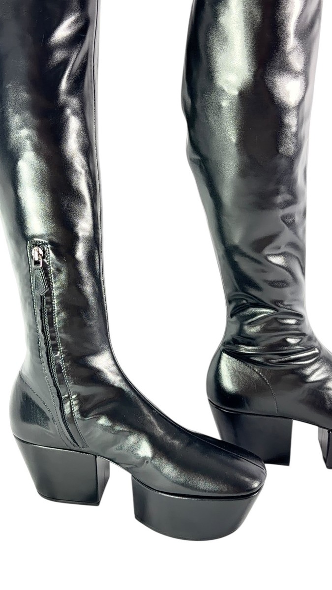 PRADA Nappa Tech Stretch Over The Knee Platform Boots 38 - 8US