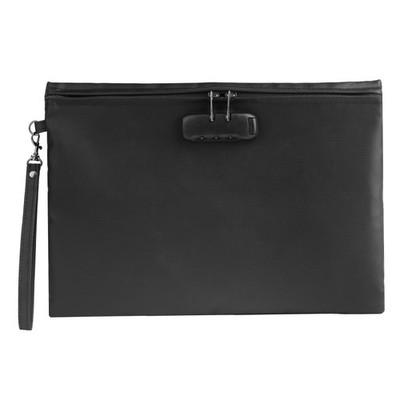 Fireproof Document Bag w/ Lock Waterproof Money Bag Storage Pouch for A4 Letter