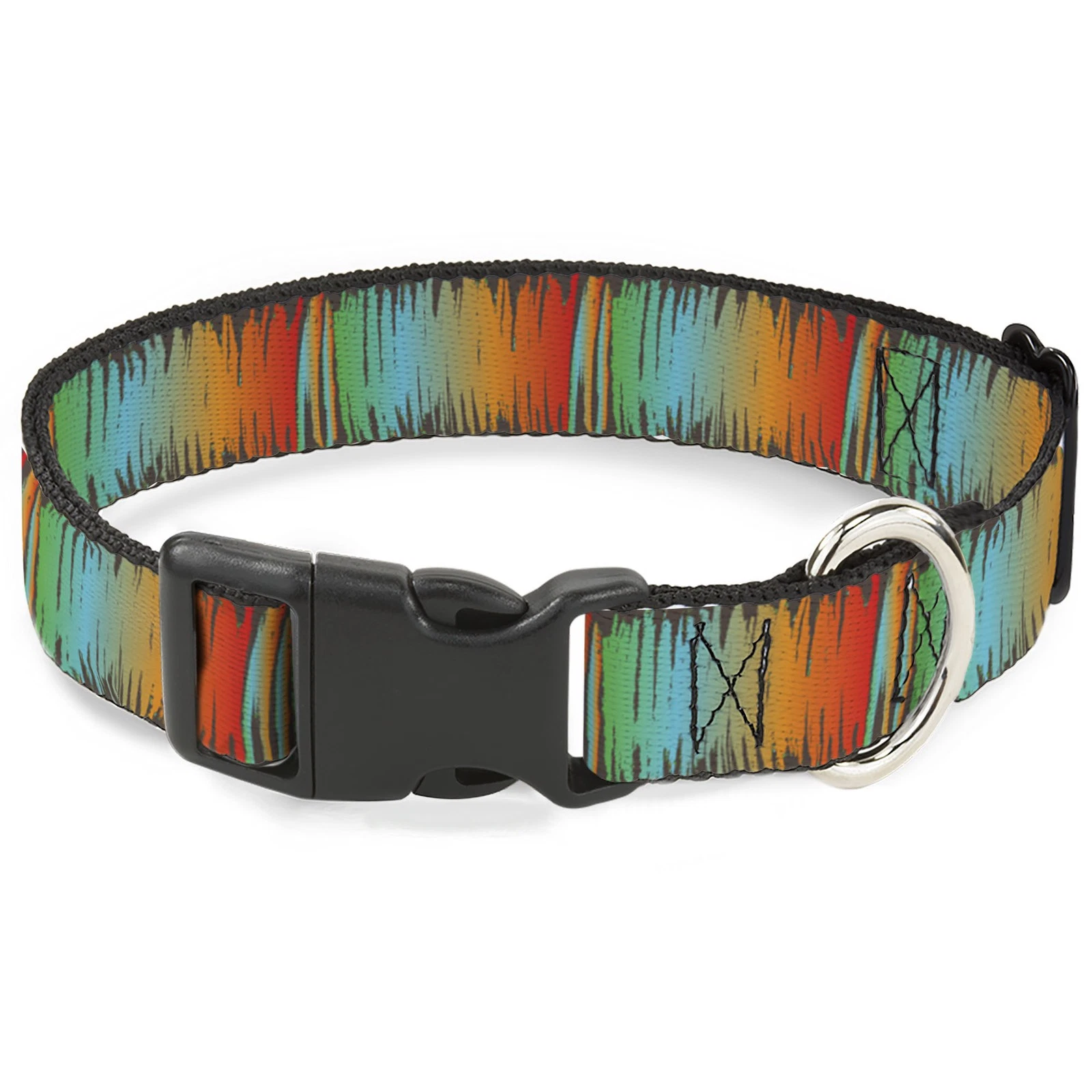 Plastic Clip Collar Scribble Zarape Fade Brown/Multi Color WIDE-Small 13-17"