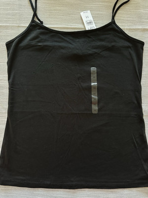 Ann Taylor LOFT Womens Strappy Cami Scoop Neck M Adj Straps Black Tank Top NEW