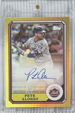 Pete Alonso Auto /50 2025 Topps Archives Gold 1987 Boardwalk & Baseball Card