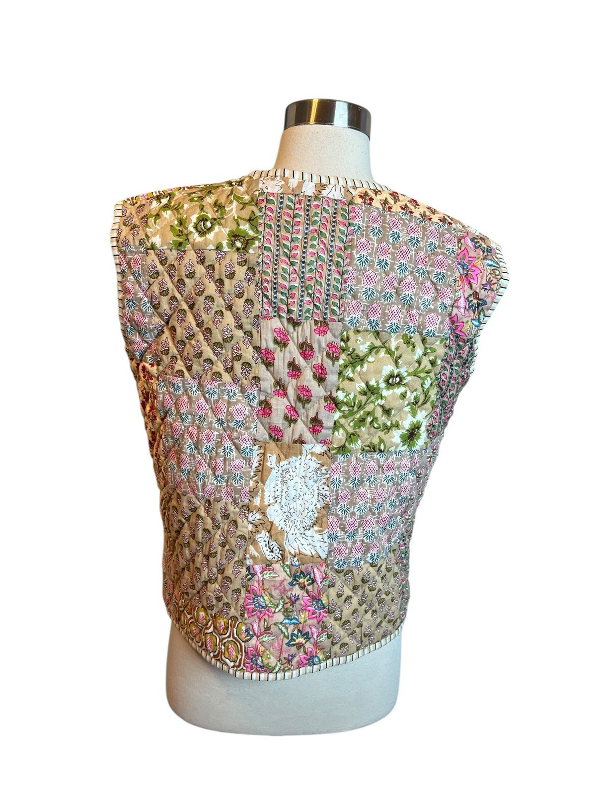 Patchwork Quilted Vest One Size Floral Reversible… - image 4