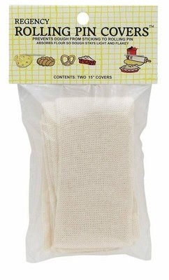 Regency 15'' Reusable Cloth Rolling Pin Covers 2pk - Prevents Sticking Dough