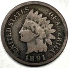1891 Indian Head Cent Penny Good Condition 1c One Cent US Coin- 0875