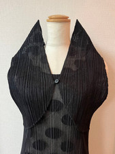 Pleats Please Issey Miyake Polka Dot Mesh Dress Unique Sleeve Black