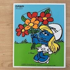 Vintage Playskool Wooden Puzzle Smurfette