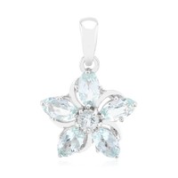 Cavill Amblygonit SilberanhäNger 925 Sterlingsilber Rhodiniert 1,0Ct Blau Blume