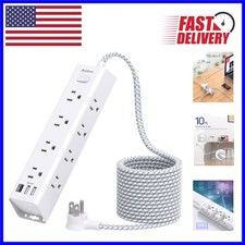 Compact 10 FT Surge Protector with 12 AC Outlets, 3 USB Ports - Wall Mount Ready