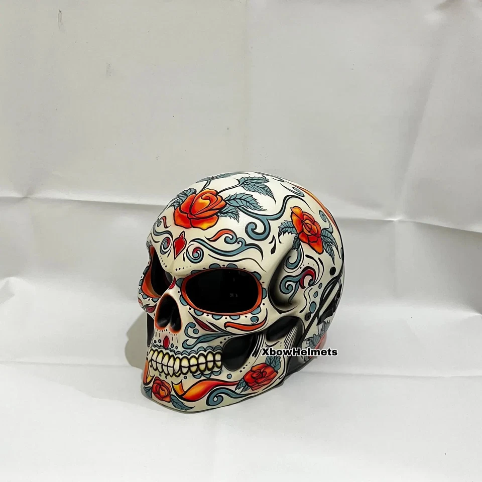 CASCO MOTO CALAVERA AZÚCAR NUEVA LLEGADA ESTILO FLOR (CERTIFICADO PUNTO Y ECE) Foto 2 de 4