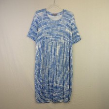 Sahara Dress Size 1 (10-12) Blue Abstract Jersey Knee Length T-Shirt.