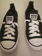 Converse Girls CTA's Knit Ox Black White Slip On Sneaker Size 2 Youth