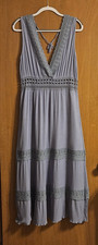 Faded Rose Women's Blue Maxi Sun Dress Size XL Lace Trim Bohemian Beachy Vibe